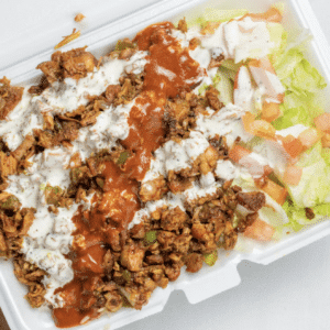 a photo of food from the halal cart