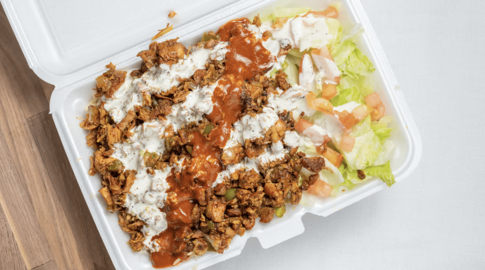 a photo of food from the halal cart