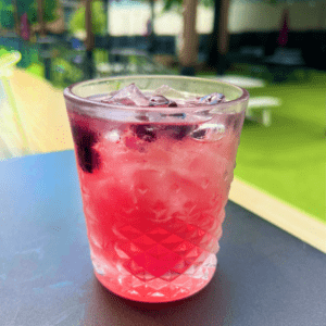 Close-up image of Blueberry Bark drink