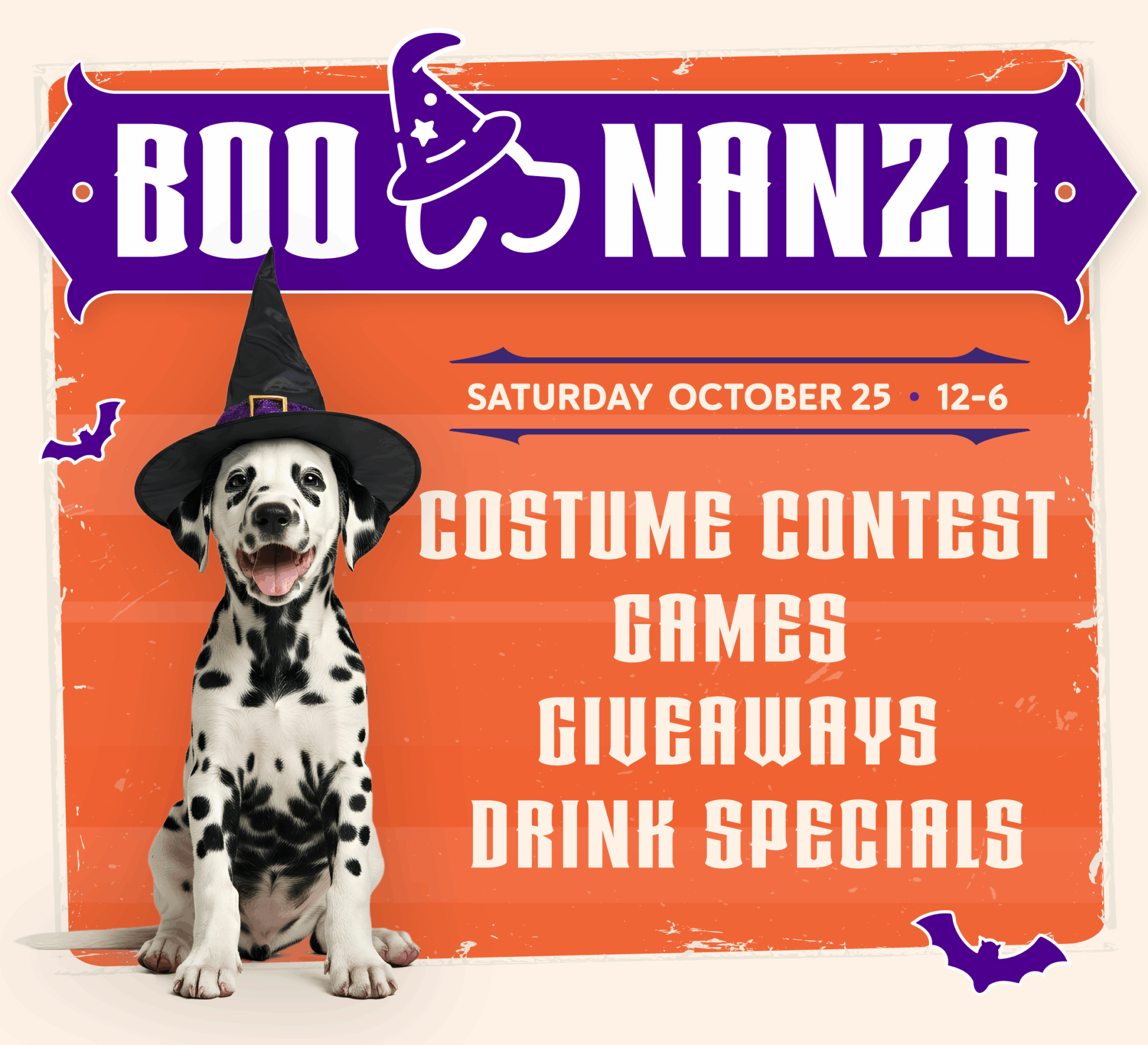 Boo Nanza: Saturday Oct 25 from 12-6pm Costume Contest - Games - Giveaways - Drink Specials